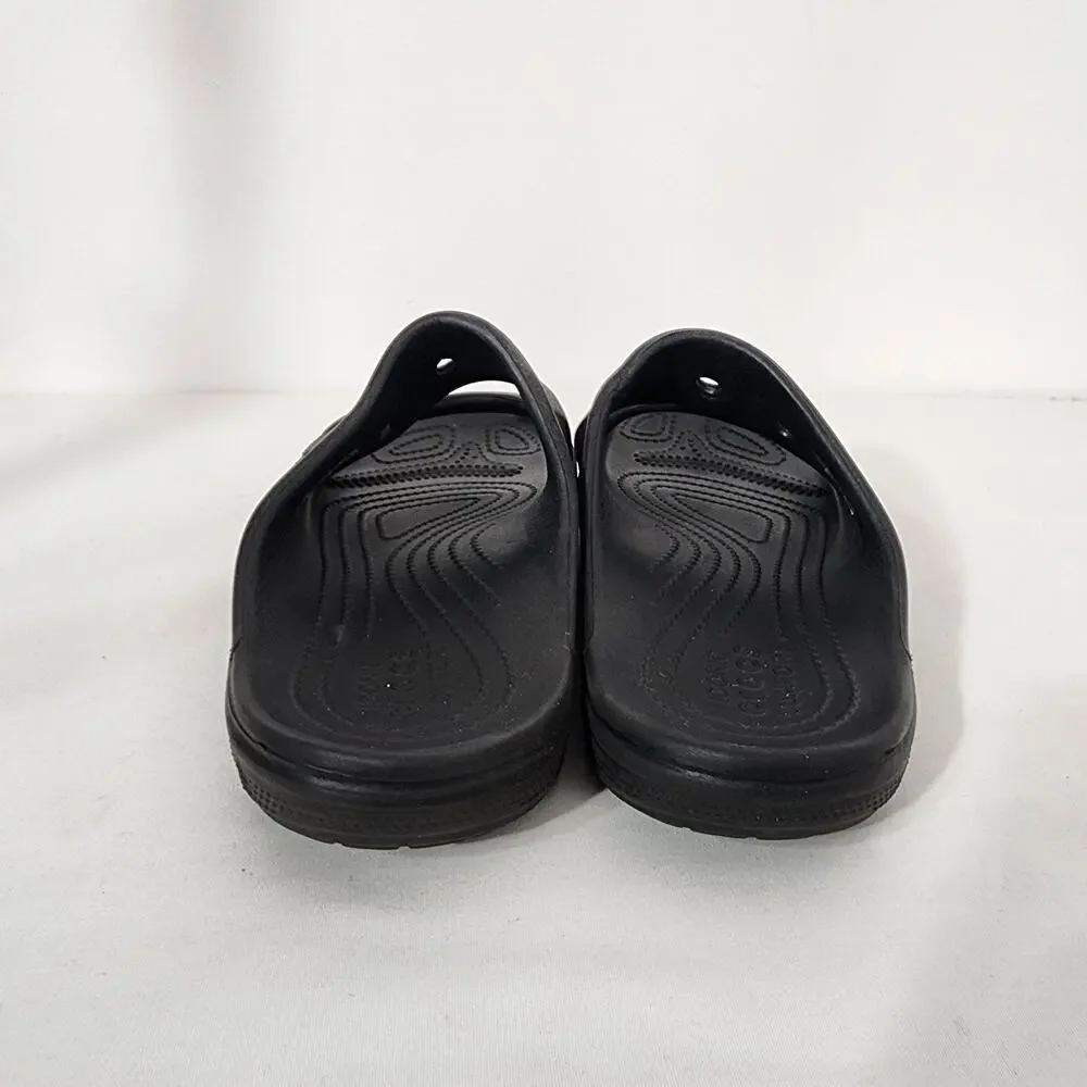 Crocs Uni-Sex Baya Sandals Size M 10 W 12 Black Two Strap Slids Slip On 207627